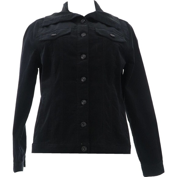 DG2 Diane Gilman Women's Small Stretch Corduroy Jacket Black - Picture 1 of 3